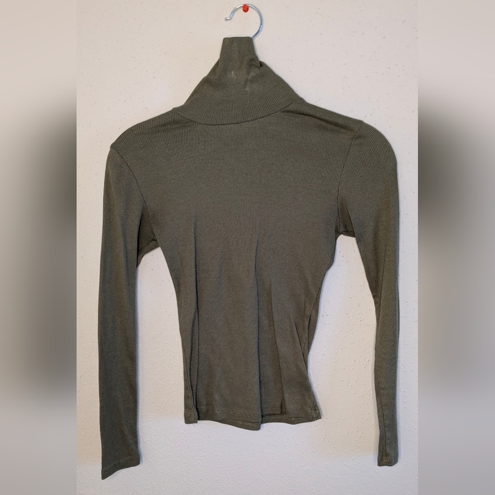 Green Ribbed Turtleneck
